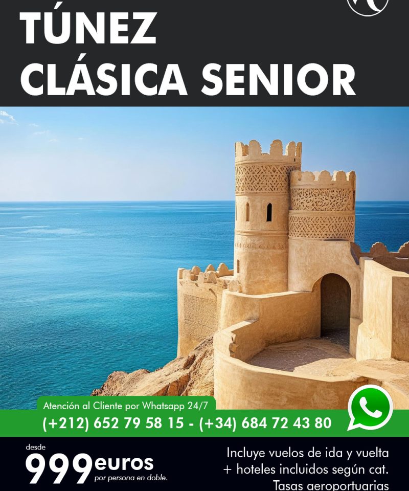 Túnez Clásica Senior 8 dias Maventur Travel Vuelos incluidos Madrid